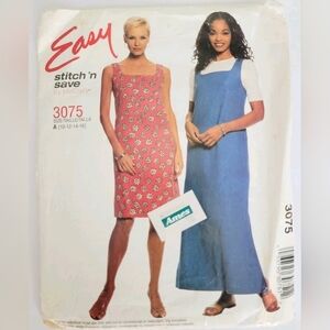McCall’s Easy 3075 Dress / Jumper Size: A 10-12-14-16 Sewing Pattern - UNCUT